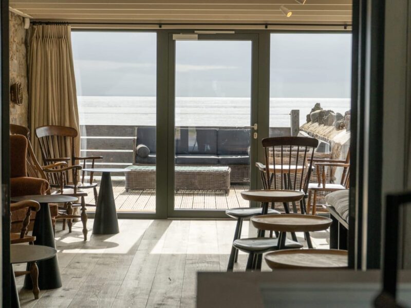 sea views from dining area
